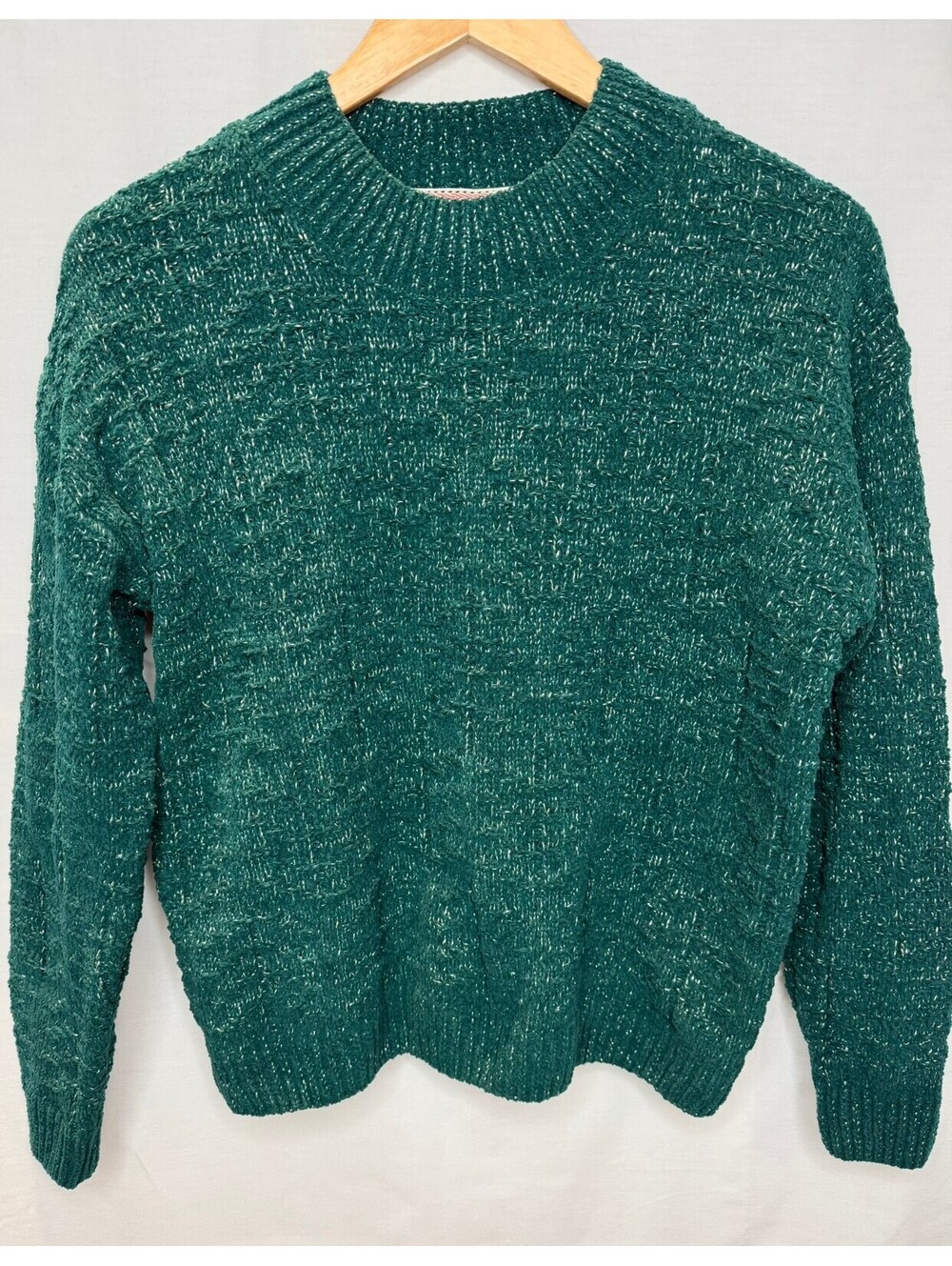 Weatherproof Vintage Size L/G Green Metallic Crewneck Sweater